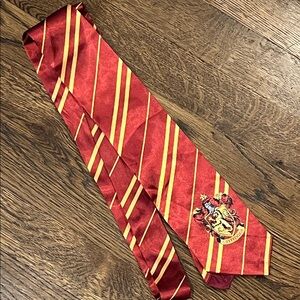 Harry Potter silk like Red and Gold Striped Tie with Gryffindor Crest